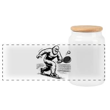 Athlètes de Padel Bigfoot Sasquatch - Boîte à biscuits avec couvercle en bois - blanc - Devant