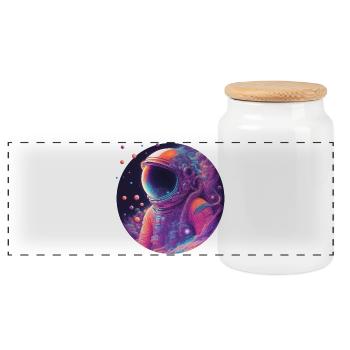 Astronaute néon dans l’espace couleur - Boîte à biscuits avec couvercle en bois - blanc - Devant