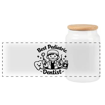 Meilleur dentiste pédiatrique - Boîte à biscuits avec couvercle en bois - blanc - Devant