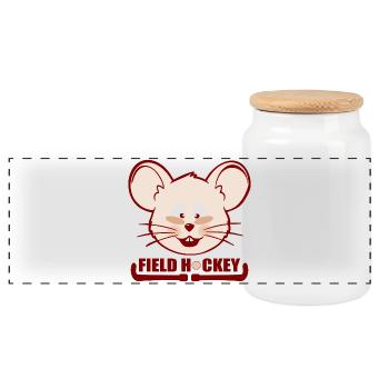 Field Hockey Kids Mouse - Panoramic Cookie Jar with Wooden Lid - white - Front