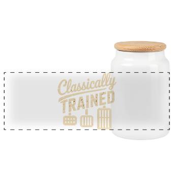 Classically Trained Auto Manual Transmission - Panoramic Cookie Jar with Wooden Lid - white - Front