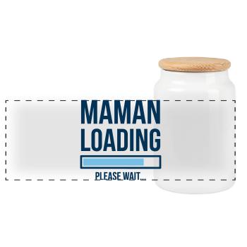 Mama lädt Baby-Design - Panorama Keksdose mit Holzdeckel - Weiß - Vorne