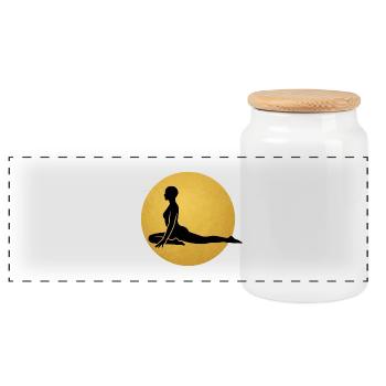 Pigeon Pose Yoga Silhouette Golden Sun - Boîte à biscuits avec couvercle en bois - blanc - Devant