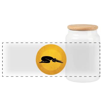 Silhouette de la posture de yoga Warrior II Sun Design - Boîte à biscuits avec couvercle en bois - blanc - Devant