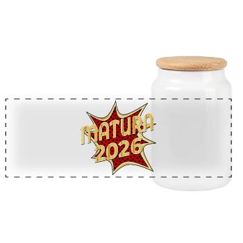 Popart graduation from high school in 2026 - Panoramic Cookie Jar with Wooden Lid - white - Front