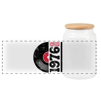 Millésime 1976 - Boîte à biscuits avec couvercle en bois - blanc - Devant