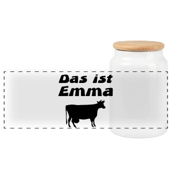 Cows - Panoramic Cookie Jar with Wooden Lid - white - Front
