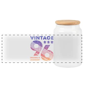 Vintage 1996 - Panorama Keksdose mit Holzdeckel - Weiß - Vorne