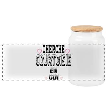Cherche Courtoisie en CDI - Boîte à biscuits avec couvercle en bois - blanc - Devant