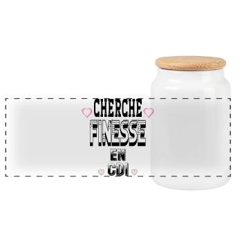 Cherche Finesse en CDI - Boîte à biscuits avec couvercle en bois - blanc - Devant