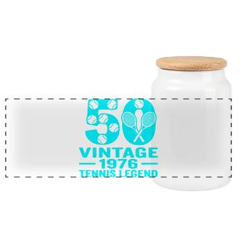 50e anniversaire de tennis 1976, chemise, sweat à capuche, casquette - Boîte à biscuits avec couvercle en bois - blanc - Devant