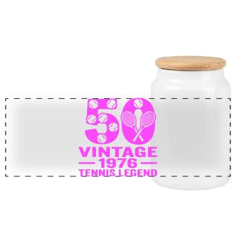 50e anniversaire de tennis 1976, chemise, sweat à capuche, short - Boîte à biscuits avec couvercle en bois - blanc - Devant