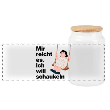 ICH WILL SCHAUKELN. KEINE LUST AUF MENSCHEN - Panorama Keksdose mit Holzdeckel - Weiß - Vorne