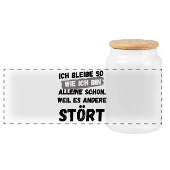 JE RESTE COMME ÇA, SARCASME, DRÔLE, BUREAU, TRAVAIL - Boîte à biscuits avec couvercle en bois - blanc - Devant