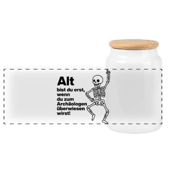 YOU ARE ONLY OLD, ARCHAEOLOGIST. PENSIONERS. FUNNY FUN - Panoramic Cookie Jar with Wooden Lid - white - Front