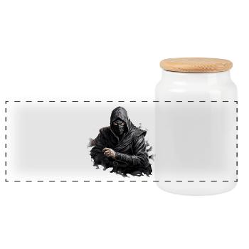 Ninja Ombre Masqué - Boîte à biscuits avec couvercle en bois - blanc - Devant