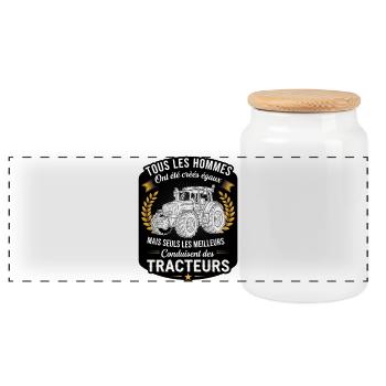Best Tractor Drivers - Panoramic Cookie Jar with Wooden Lid - white - Front