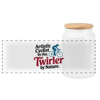 Künstlerischer Radfahrer Cycler By Day Twirler Pro - Panorama Keksdose mit Holzdeckel - Weiß - Vorne