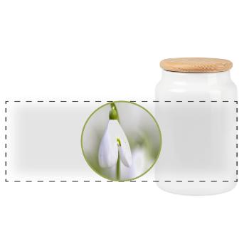 Snowdrop Blossom White Bloom Early Bloomer - Panoramic Cookie Jar with Wooden Lid - white - Front