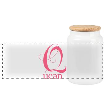 Q Königin Schriftzug Pink - Panorama Keksdose mit Holzdeckel - Weiß - Vorne