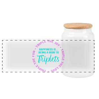 Maman Triplée Maman - Boîte à biscuits avec couvercle en bois - blanc - Devant