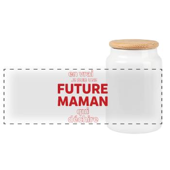 Future Maman qui déchire - Boîte à biscuits avec couvercle en bois - blanc - Devant