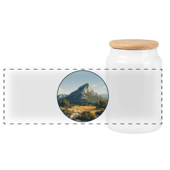 Mont Sainte-Victoire, Alpes, France - Panoramic Cookie Jar with Wooden Lid - white - Front