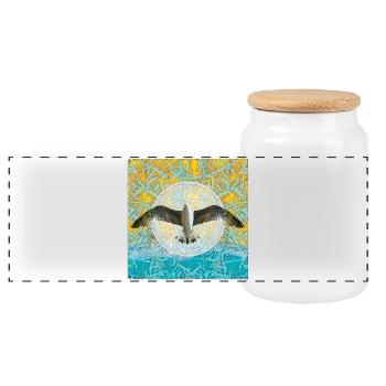 Mouette en yoga mandala en couleur - Boîte à biscuits avec couvercle en bois - blanc - Devant