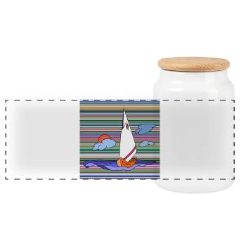 Segelboot - Panorama Keksdose mit Holzdeckel - Weiß - Vorne