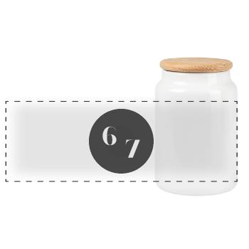 6 7 Logo – Design de Tendance Minimaliste - Boîte à biscuits avec couvercle en bois - blanc - Devant