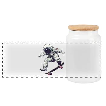 Skating in Space  - Boîte à biscuits avec couvercle en bois - blanc - Devant