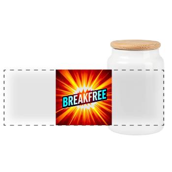 Breakfree Burst-Grafik - Panorama Keksdose mit Holzdeckel - Weiß - Vorne