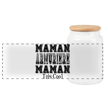 Maman Armurière Maman Très Cool - Boîte à biscuits avec couvercle en bois - blanc - Devant