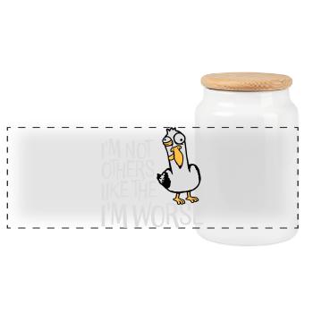 Crazy Seagull I'm Not Like The Others I'm Worse - Panoramic Cookie Jar with Wooden Lid - white - Front