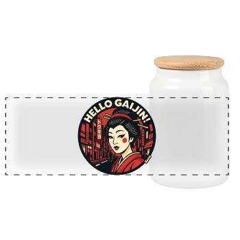 Geisha Neon Gaijin Nights - Panoramic Cookie Jar with Wooden Lid - white - Front