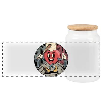 Heart Hero Alley Beatdown - Panoramic Cookie Jar with Wooden Lid - white - Front