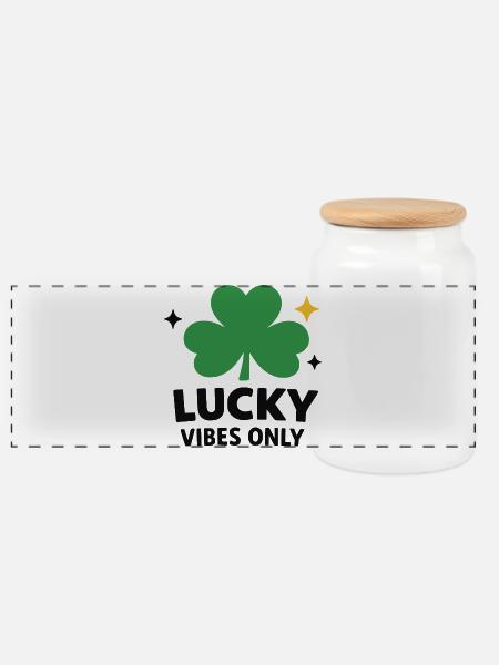 Nur Lucky Vibes - Panorama Keksdose mit Holzdeckel - Weiß