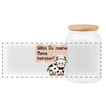Hochzeit Mama Heiraten - Panorama Keksdose mit Holzdeckel - Weiß - Vorne