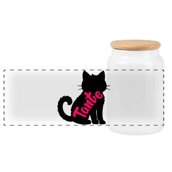 Tante Chat - Boîte à biscuits avec couvercle en bois - blanc - Devant
