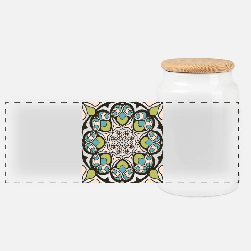 Mandala du printemps - Boîte à biscuits avec couvercle en bois - blanc