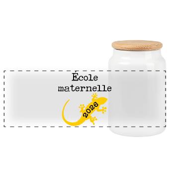 École Maternelle 2026 - Boîte à biscuits avec couvercle en bois - blanc - Devant