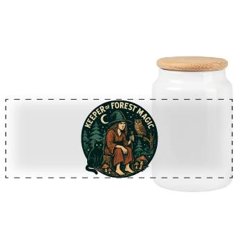 Forest Spell Guardian - Panoramic Cookie Jar with Wooden Lid - white - Front