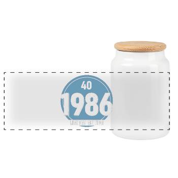 40th Birthday Man Woman 40 Year Old 1986 Gift - Panoramic Cookie Jar with Wooden Lid - white - Front