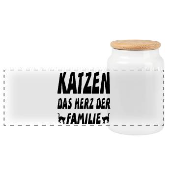 Katzen - Panorama Keksdose mit Holzdeckel - Weiß - Vorne