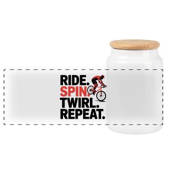 Ride as Art  - Panoramic Cookie Jar with Wooden Lid - white - Front