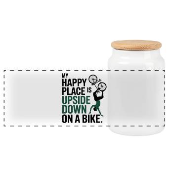 My Pedals My Art  - Panoramic Cookie Jar with Wooden Lid - white - Front
