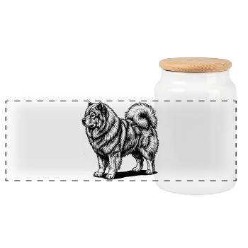Eurasier | Old Dude - Panoramic Cookie Jar with Wooden Lid - white - Front