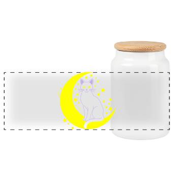 Silhouette des étoiles de la Lune du Chat - Boîte à biscuits avec couvercle en bois - blanc - Devant