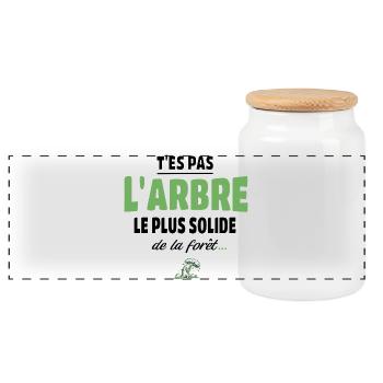 T’es pas l’arbre le plus solide de la forêt, vanne - Boîte à biscuits avec couvercle en bois - blanc - Devant
