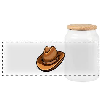 Cowboy hat - Panoramic Cookie Jar with Wooden Lid - white - Front
